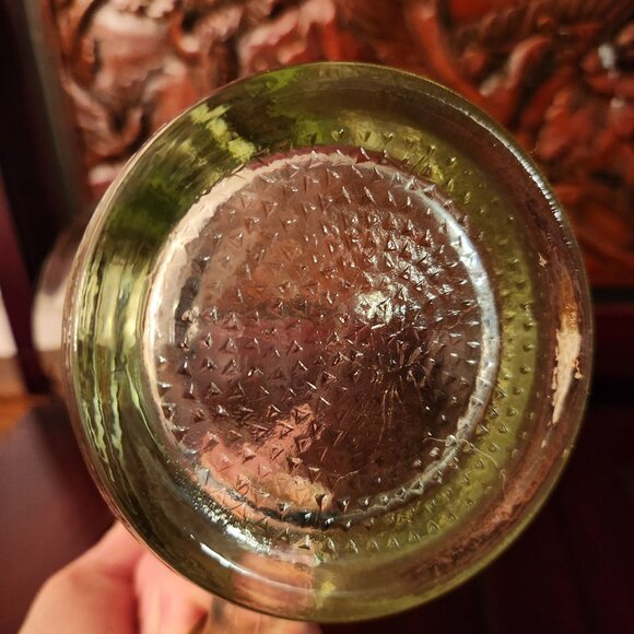 Vintage Green Glass Beer Pitcher With Handcrafted Leather Horse Design Wrap - Picture 9 of 14